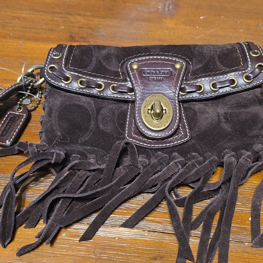 COACH Dark Brown Fringe Wristlet!Beautiful!!! - Picture 1 of 14